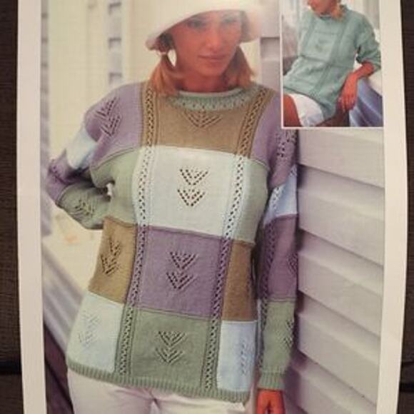 New Sirdar 5699 Tropicana Double Knitting Patchwork Pullover Sweater Pattern - Picture 2 of 2